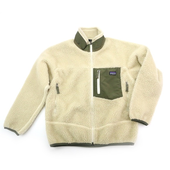 Patagonia Other - Patagonia Kids Cream Green Fleece Jacket Size M 10